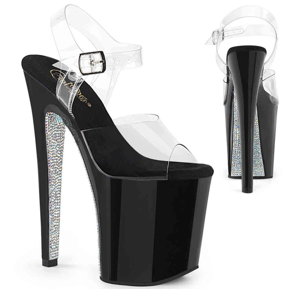 Pleaser - XTREME808CRS KnöchelriemenSandale, Poledance Schuhe - Pole dance schuhe - Schwarz/Silberfarben Product image